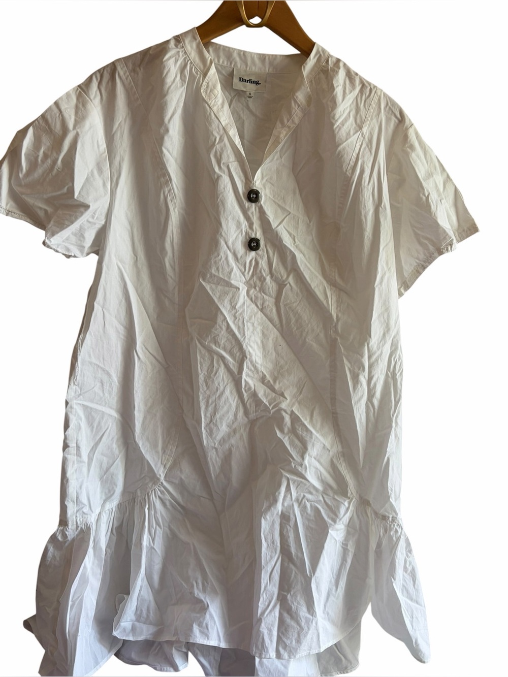 DARLING SOCIETY White Puff Sleeve Drop Waist Dress